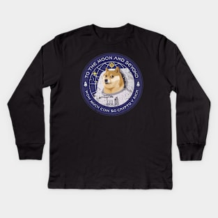 Dogecoin To the Moon (Badge) Kids Long Sleeve T-Shirt